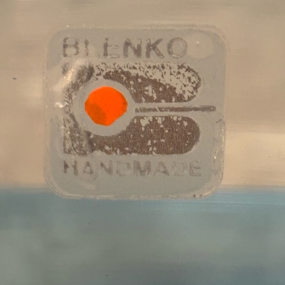 Vintage Mid Century Blenko Blue Glass Center Bowl w/Label - Picture 2 of 12